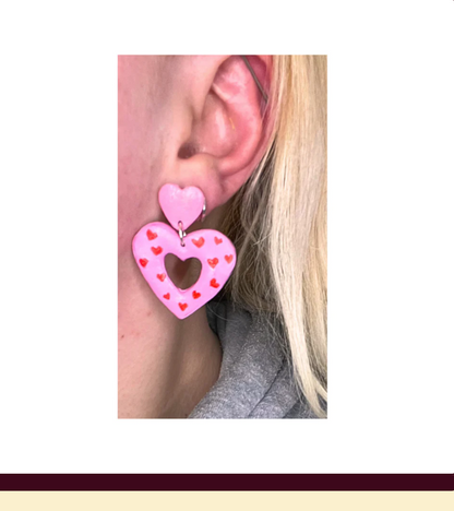 Pink Heart Statement Earrings