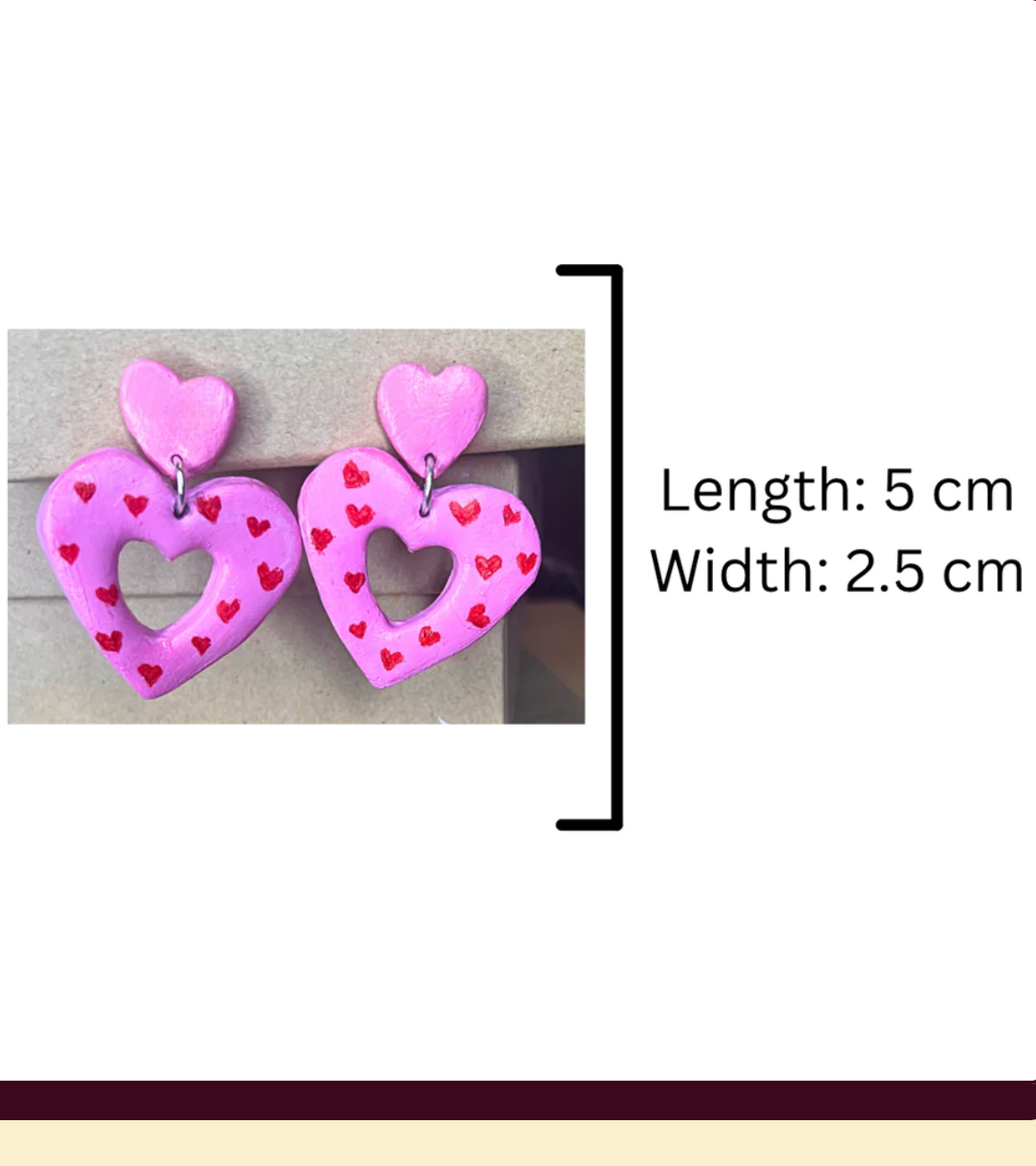 Pink Heart Statement Earrings